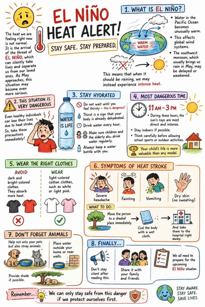 The rising temperatures we are experiencing now are not just ordinary heat. This unusual warmth signals the possible arrival of El Niño, a climate pattern that can have serious consequences. As May approaches, the situation may worsen and demand urgent attention.